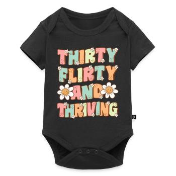 Thirty Flirty and Thriving Groovy 30th Birthday - Baby Premium short-sleeve bodysuit - black - Front