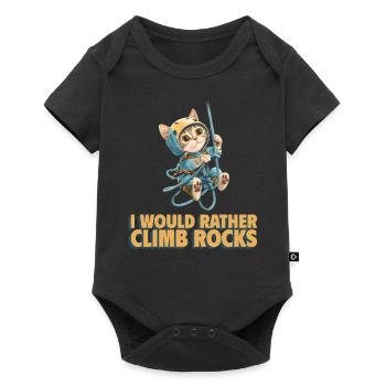 I would rather climb rocks rock climbing cat - Baby Premium short-sleeve bodysuit - black - Front
