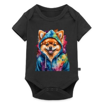 Pomeranian Pomeranian Pomeranian Hoodie Dog Print - Baby Premium short-sleeve bodysuit - black - Front