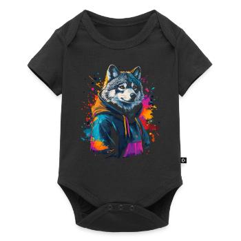 Hip Hop Wolf Vintage Streetwear urbain - Body à manches courtes Premium Bébé - noir - Devant