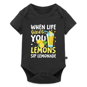 When life gives you lemons sip lemonade - Baby Premium Kurzarmbody - Schwarz - Vorne