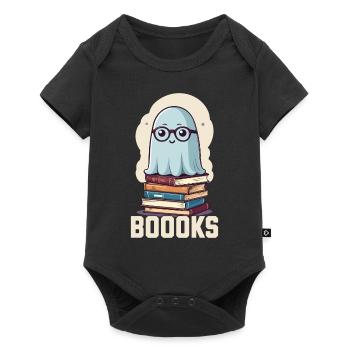 Cute book lover ghost with book - Baby Premium short-sleeve bodysuit - black - Front