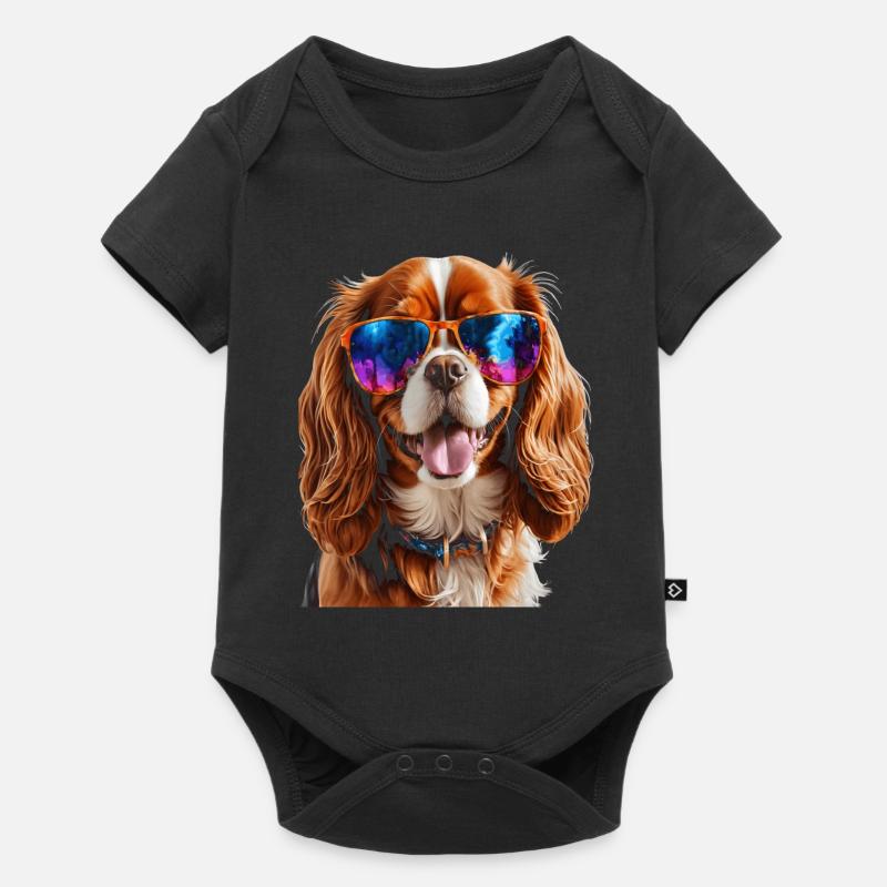 Cavalier King Charles Spaniel Lunettes de soleil Chien - Body à manches courtes Premium Bébé - noir