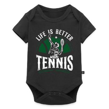 Drôle de joueur de tennis raquette la vie est - Body à manches courtes Premium Bébé - noir - Devant