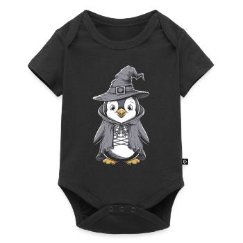Pingouin mignon en costume de sorcière d’Halloween - Body à manches courtes Premium Bébé - noir - Devant