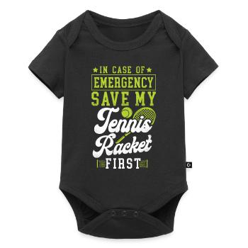 Funny Tennis Player Racket In Case - Baby Premium Kurzarmbody - Schwarz - Vorne