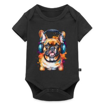 Bouledogue Français Casque Frenchie Dog - Body à manches courtes Premium Bébé - noir - Devant