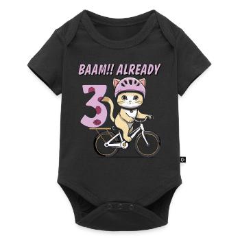 VÉLO CHAT BAAM !! DÉJÀ TROIS - Body à manches courtes Premium Bébé - noir - Devant