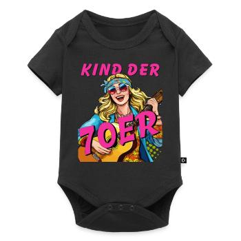 FRAU KIND DER 70er - Baby Premium Kurzarmbody - Schwarz - Vorne