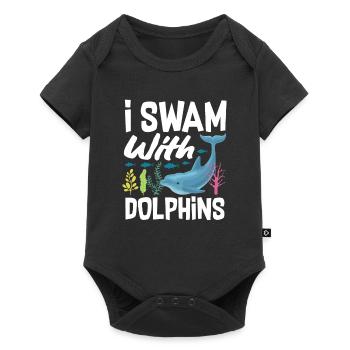 I swam with dolphins - Baby Premium short-sleeve bodysuit - black - Front
