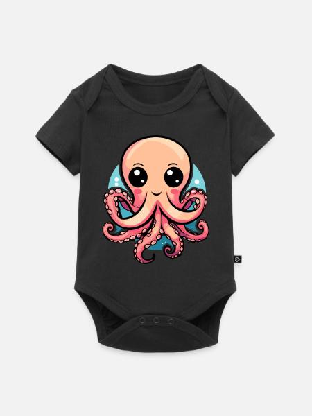 Bezaubernder Kawaii Oktopus - Baby Premium Kurzarmbody - Schwarz