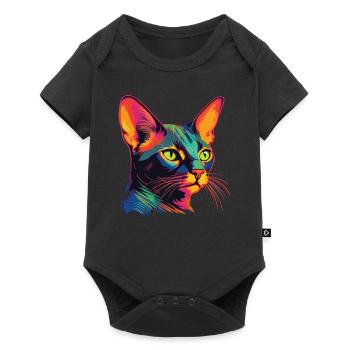 Chat Aquarelle Chat Abyssin Coloré - Body à manches courtes Premium Bébé - noir - Devant