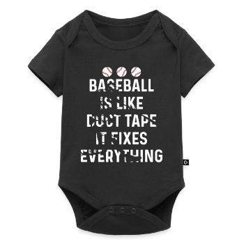 Baseball ist wie Klebeband - es repariert alles - Baby Premium Kurzarmbody - Schwarz - Vorne