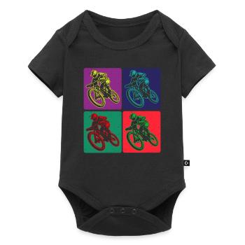 Colored Mountain Bike Rider Art - Baby Premium short-sleeve bodysuit - black - Front