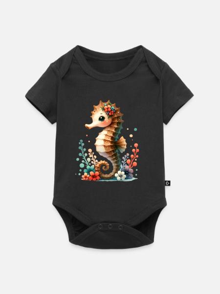 Seepferd Seepferdchen - Baby Premium Kurzarmbody - Schwarz
