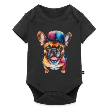 Bouledogue Français Snapback Cap Frenchie Dog - Body à manches courtes Premium Bébé - noir - Devant
