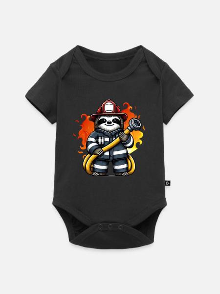 Faultier Feuerwehrmann Feuerwehr Berufsfeuerwehr - Baby Premium Kurzarmbody - Schwarz