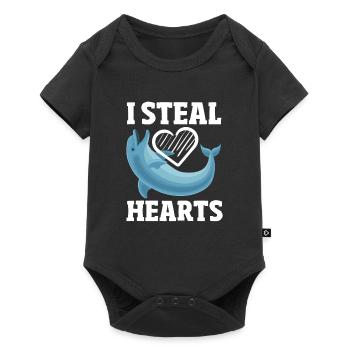 Ich Stehle Herzen Lustiger Delfin - Baby Premium Kurzarmbody - Schwarz - Vorne