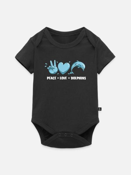 Friedfertigkeit Liebe Delfine - Baby Premium Kurzarmbody - Schwarz