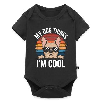 Bouledogue français Mon chien pense que je suis cool - Body à manches courtes Premium Bébé - noir - Devant