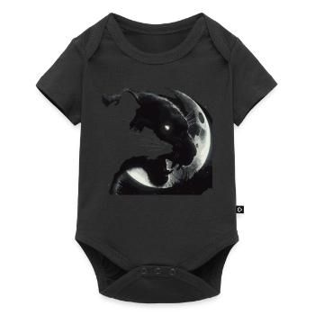 Schwarzer Panther Kopf im Mondlicht - Baby Premium Kurzarmbody - Schwarz - Vorne