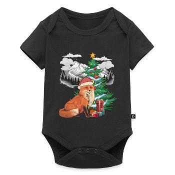 Weihnachten Christmas Xmas Waldtiere Fuchs Kinder - Baby Premium Kurzarmbody - Schwarz - Vorne