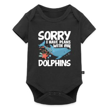 Désolé, j’ai des projets avec mes dauphins - Body à manches courtes Premium Bébé - noir - Devant