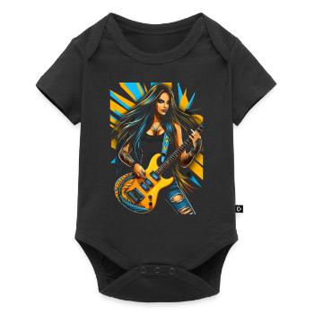Wild guitar diva with electric guitar - Baby Premium short-sleeve bodysuit - black - Front