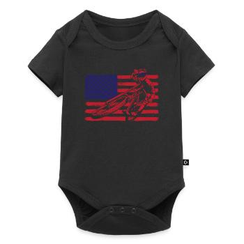 BMX rider in front of USA flag - Baby Premium short-sleeve bodysuit - black - Front