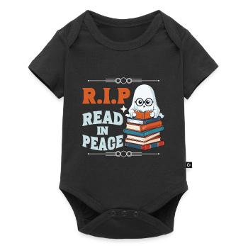 Cute Book Lover Ghost Funny Saying - Baby Premium short-sleeve bodysuit - black - Front