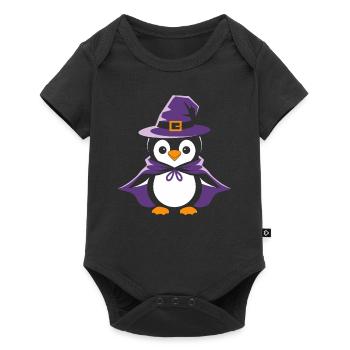 Pingouin Halloween Chapeau de sorcière et cape - Body à manches courtes Premium Bébé - noir - Devant