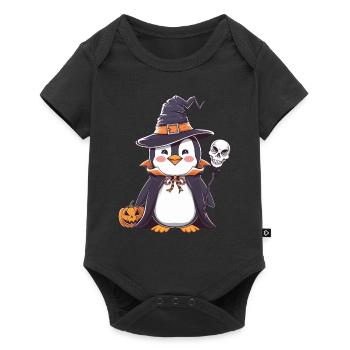 Pingouin Halloween Sorcier avec citrouille et - Body à manches courtes Premium Bébé - noir - Devant