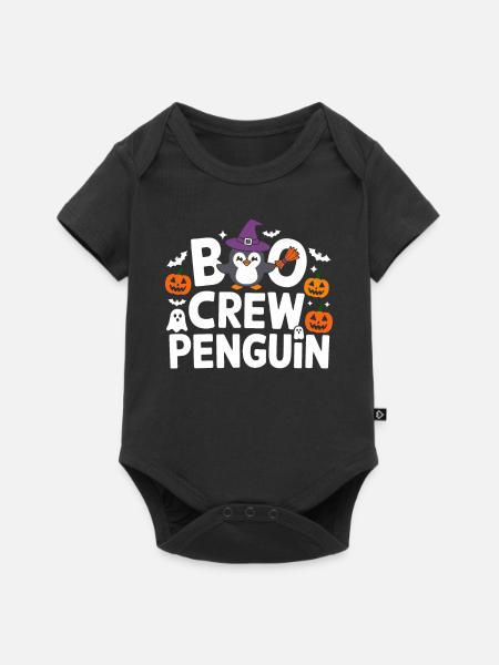 Boo Crew Pinguin Halloween - Baby Premium Kurzarmbody - Schwarz