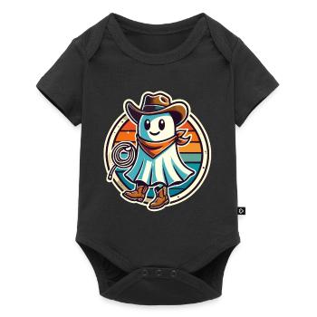 Cowboy fantôme drôle Halloween design - Body à manches courtes Premium Bébé - noir - Devant