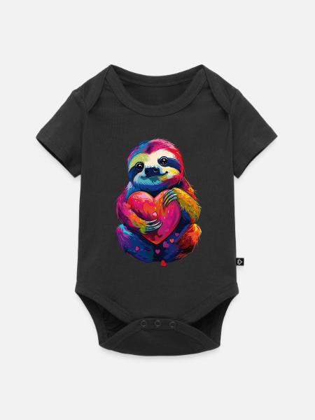 Faultier - Baby Premium Kurzarmbody - Schwarz