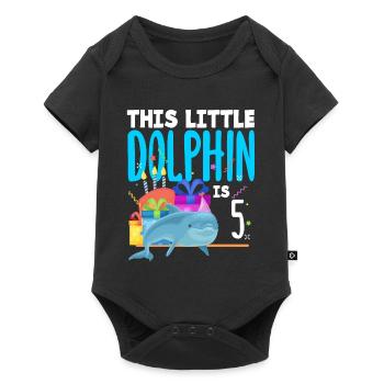 This Little Dolphin Is 5 5th Birthday - Baby Premium short-sleeve bodysuit - black - Front