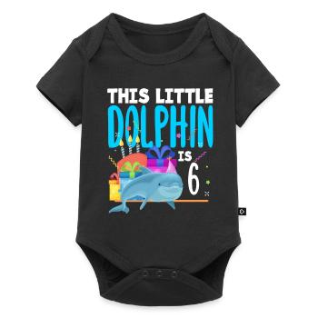 This little dolphin is 6 6th birthday - Baby Premium short-sleeve bodysuit - black - Front