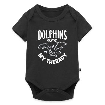 Dolphins are my therapy - Baby Premium short-sleeve bodysuit - black - Front