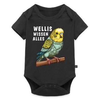 VOGEL WELLIS WISSEN ALLES - Baby Premium Kurzarmbody - Schwarz - Vorne