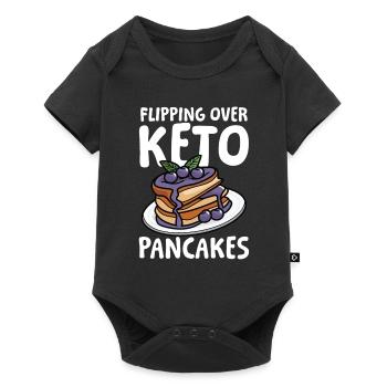 Flipping Over Keto Pancakes für einen Diät Plan - Baby Premium Kurzarmbody - Schwarz - Vorne