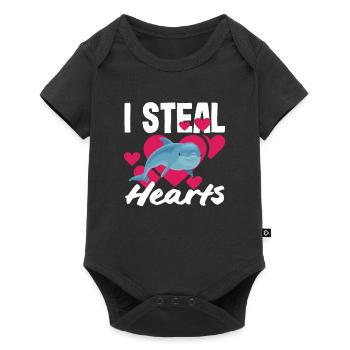 I Steal Hearts - Dolphin Love - Baby Premium short-sleeve bodysuit - black - Front