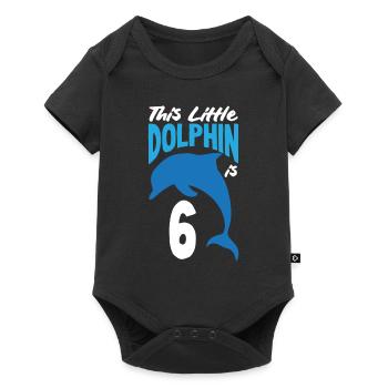 This little dolphin is 6 6th birthday - Baby Premium short-sleeve bodysuit - black - Front