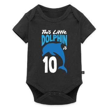 This little dolphin is 10 10th birthday - Baby Premium short-sleeve bodysuit - black - Front