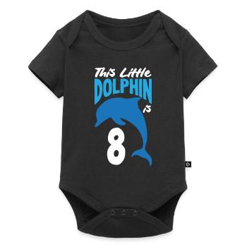This little dolphin is 8 8th birthday - Baby Premium short-sleeve bodysuit - black - Front