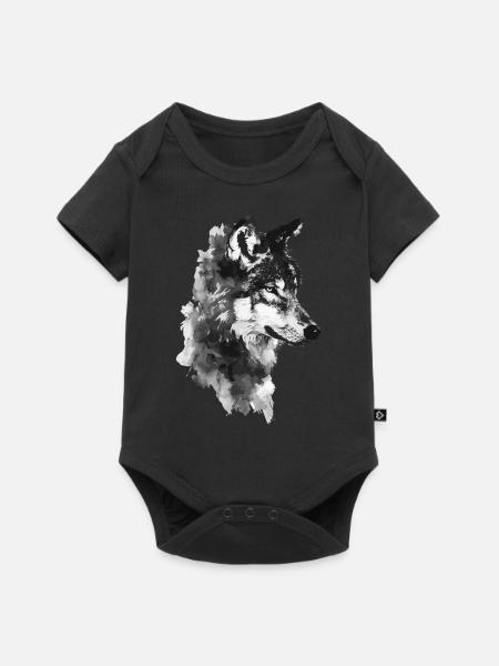 Wolf - Baby Premium Kurzarmbody - Schwarz