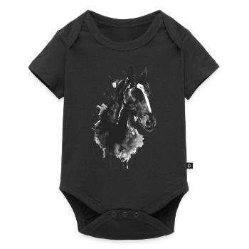 Pferd - Baby Premium Kurzarmbody - Schwarz - Vorne