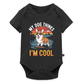 Corgi mon chien pense que je suis cool - Body à manches courtes Premium Bébé - noir - Devant