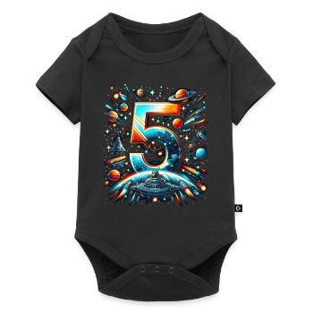 Astronaut 5th Birthday Space Boy 5 Years - Baby Premium short-sleeve bodysuit - black - Front