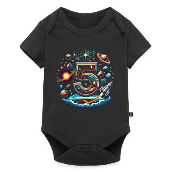 astronaute 5ème anniversaire garçon de l’espace 5 ans - Body à manches courtes Premium Bébé - noir - Devant