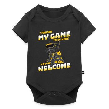 I just paused my game to be here - Cat with VR - Baby Premium short-sleeve bodysuit - black - Front